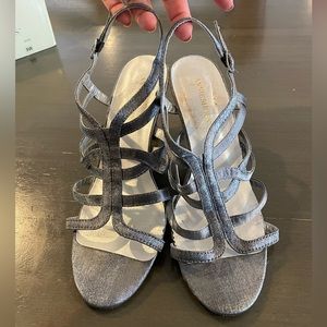 Annie Dress Strappy Hells 9W pewter silver gray